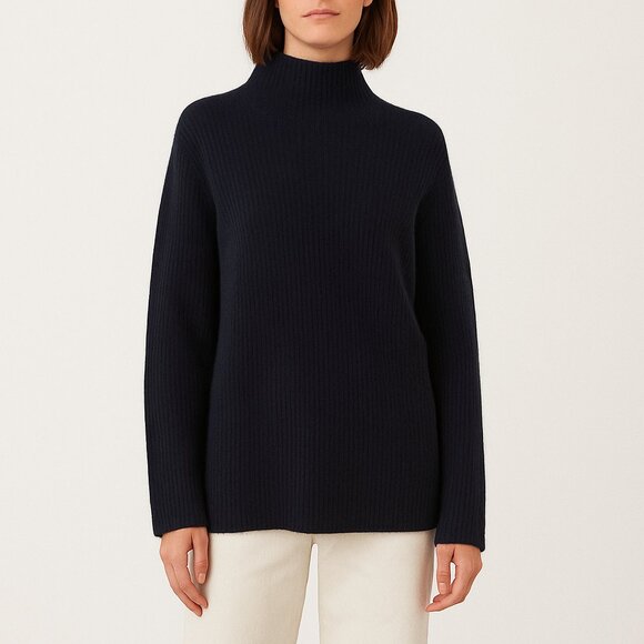 Vince Boiled Funnel Neck Cashmere Sweater Size L in Charcoal Gray - Picture 1 of 10